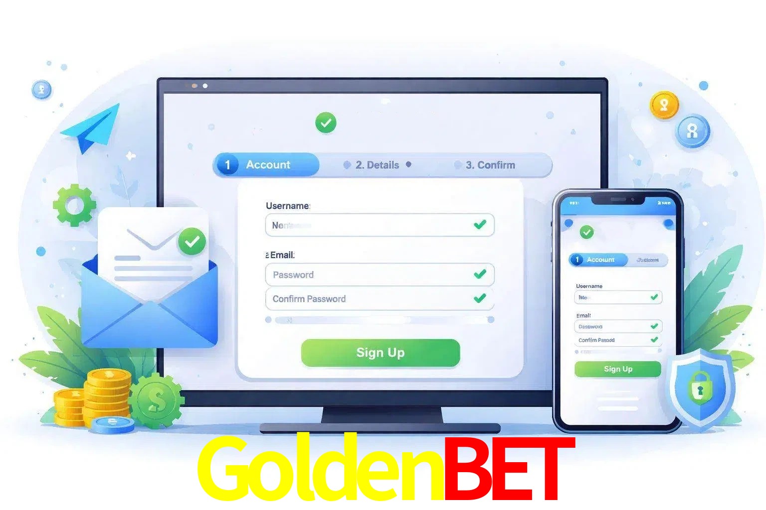 Registro de nuevo usuario y configuración de cuenta GoldenBet