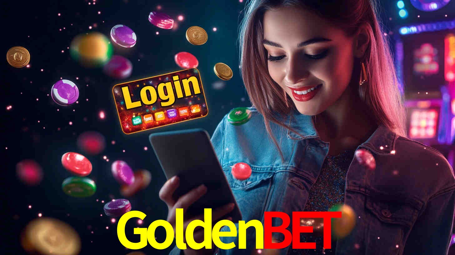 Una escena digital vívida inspirada en casino con GoldenBet mostrado prominentemente, luces brillantes, fichas, cartas y acentos dorados.